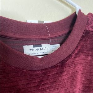 NWT MENS TOPMAN VELVET LONG SLEEVE SHIRT, SMALL